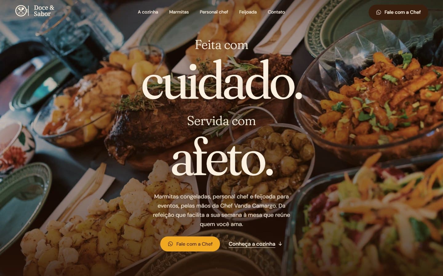 Doce&Sabor: Three services that used to be scattered now fit on a single page.